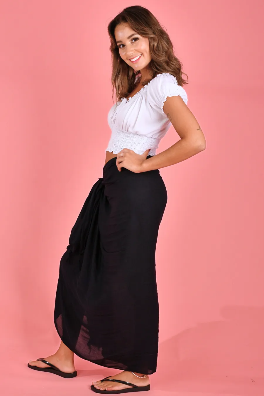 VGS095 - PLAIN RAYON SARONG - BLACK