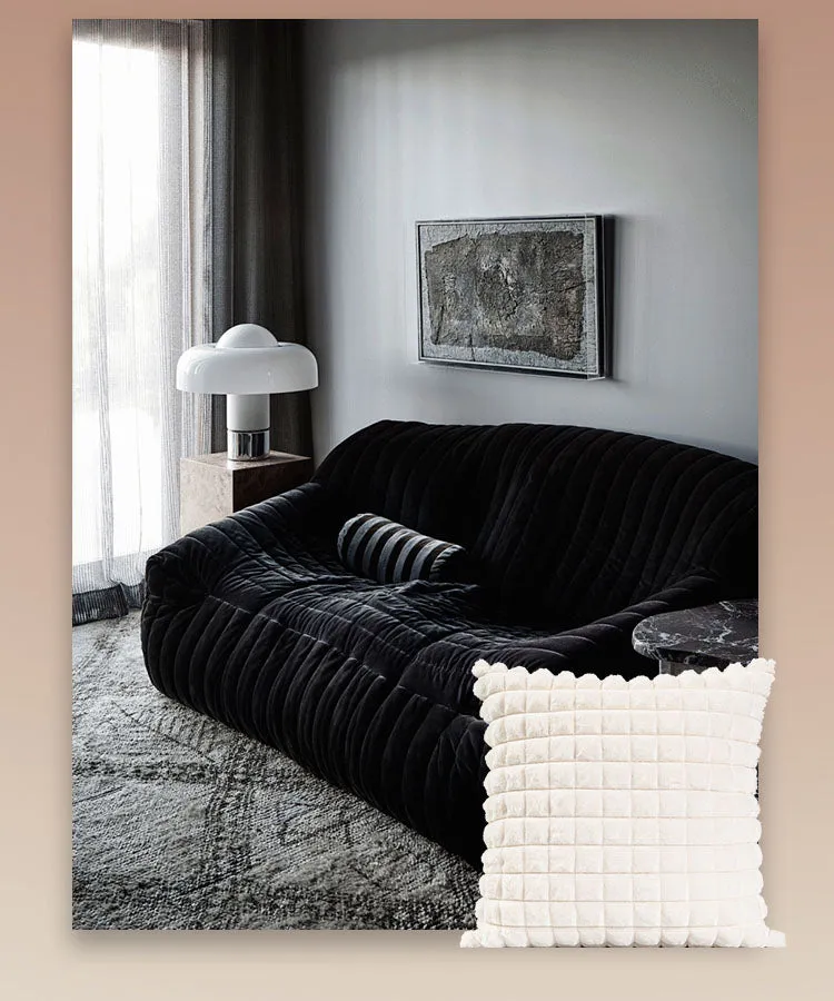 White Grid Plush Pillow