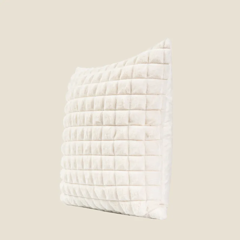 White Grid Plush Pillow