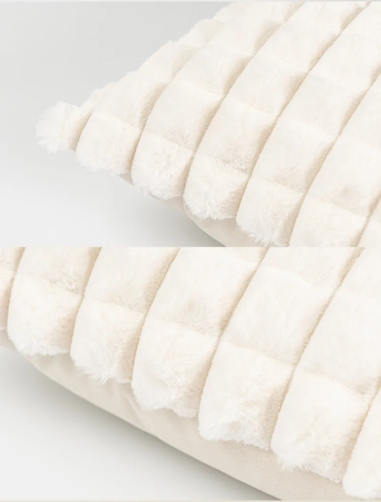 White Grid Plush Pillow