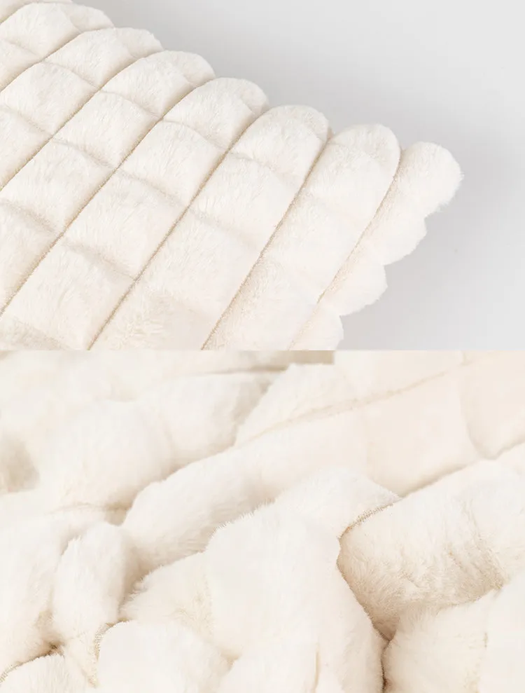 White Grid Plush Pillow