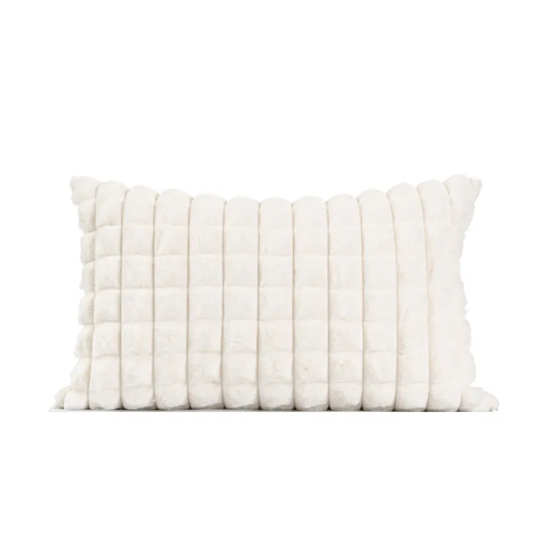 White Grid Plush Pillow
