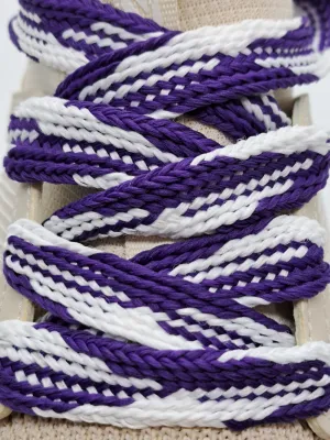 Wide Multi-Color Shoelaces - Royal Blue and White